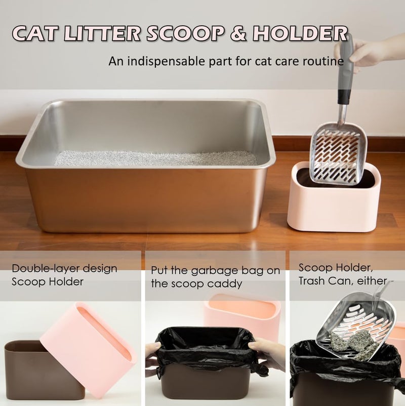 Vitisyao Full Metal Cat Litter Scoop with Holder – Heavy Duty Litter Scooper & Speed Sifter – Aluminum Cat Poop Scooper Captures All Clumps – Washable Stand for Easy Cleaning - Image 4